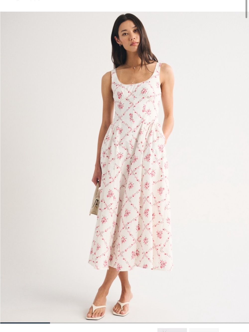 Abercrombie & Fitch Dylan Cream Floral Midi Dress